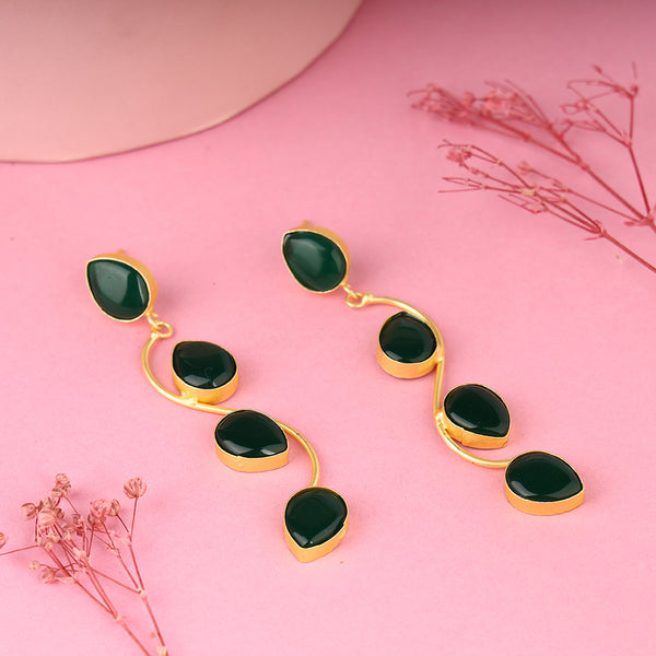 Meraki Oval & Drop Raw Stone Earring