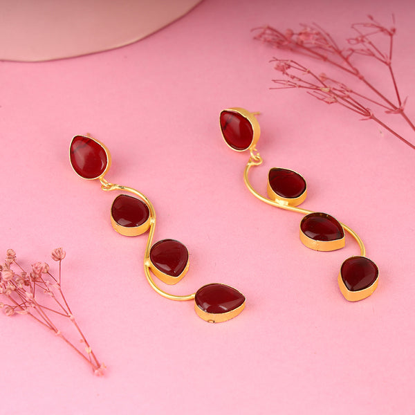 Meraki Oval & Drop Raw Stone Earring