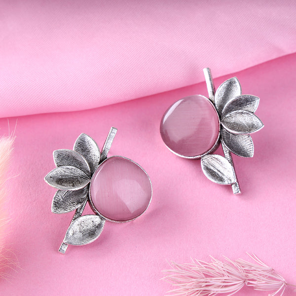 Oxidized Flower Design Studs