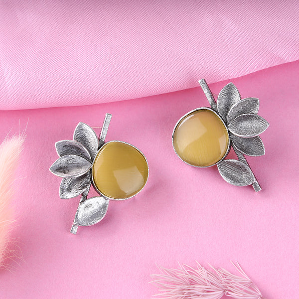 Oxidized Flower Design Studs