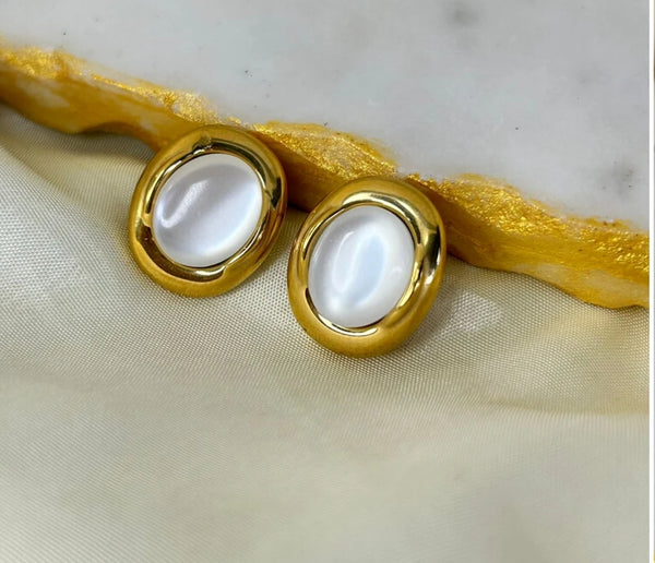 White Stone Korean Studs