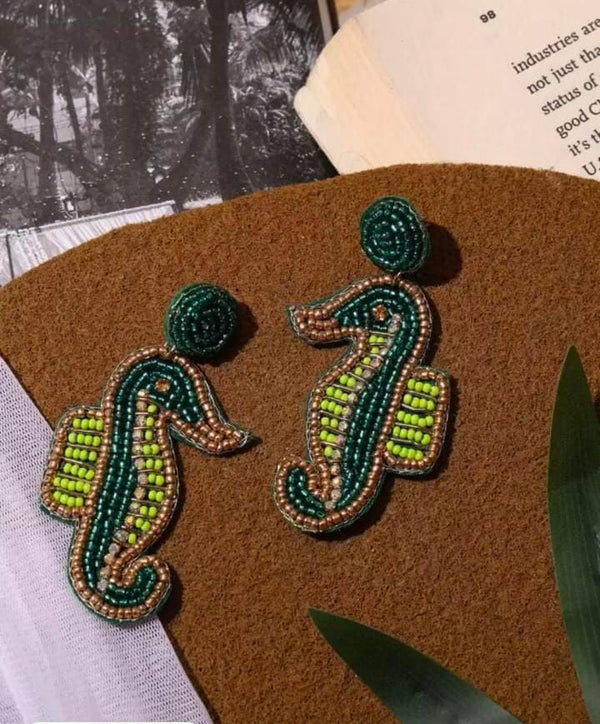 Beaded Sea Horse Handmade Earrings