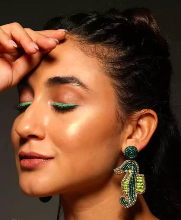 Beaded Sea Horse Handmade Earrings