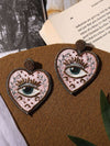 Pink Evil Eye Heart Handmade Earring