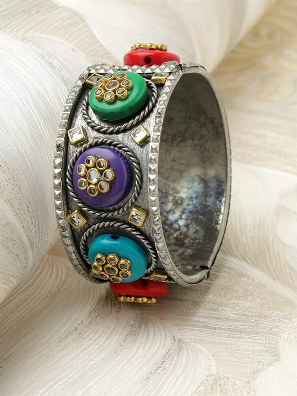 Multicolor Oxidized Kada Bracelet