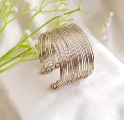 Bangle Style Oxidized Spiral Bracelet