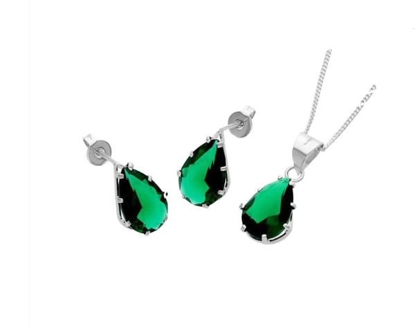 Buy Ruby Silver Plated Oval Pendant Sets