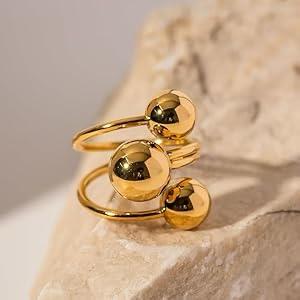 Anti-Tarnish Triple Ball Rings