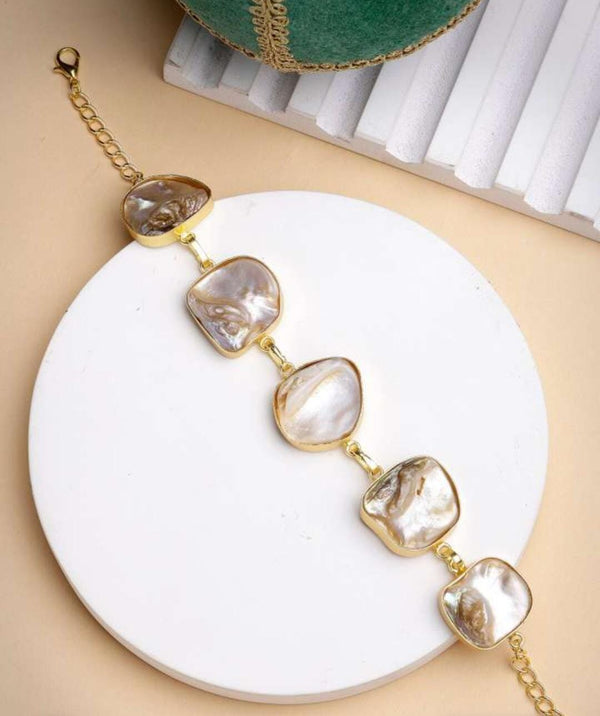 Gold Toned Baroque Pearl Bracelet