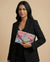 Women Pink & Grey Embellished & Embroidered Envelope Clutch
