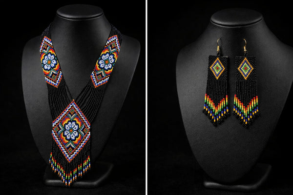Multicolor Ethnic Beaded Long Set