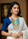 Handmade Multicolor Seed Bead Flower Design Necklace