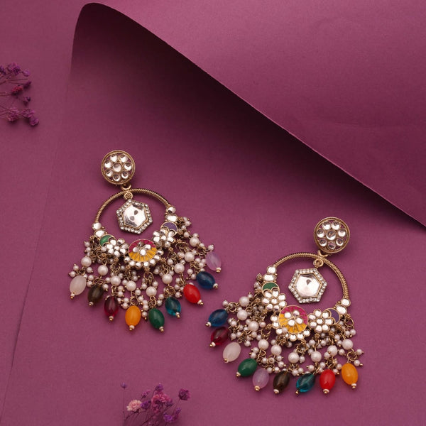 Gold Plated Kundan Studded Earring