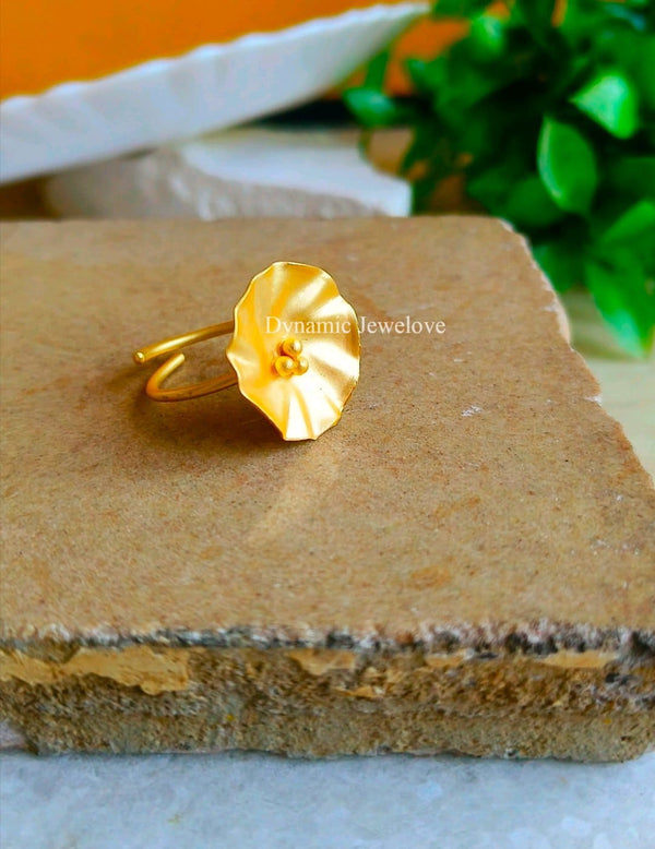 Meraki Coral Gold Plated Ring