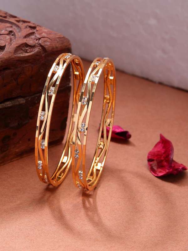 Gold Plated Indian Bangles With Diamonds