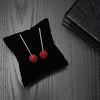 Meraki Sterling Silver with Ruby Everday Earrings
