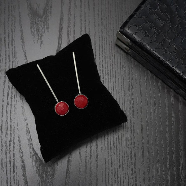 Meraki Sterling Silver with Ruby Everday Earrings