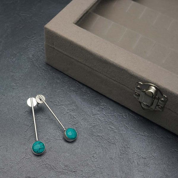 Meraki Sterling Silver with Ruby Everday Earrings