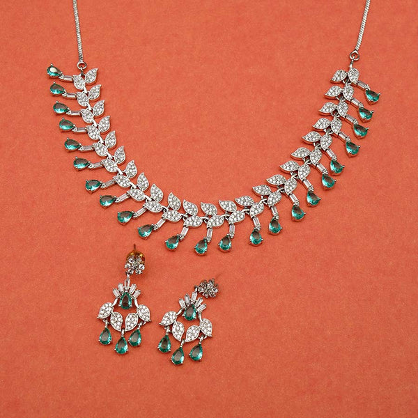 Aqua Blue American Diamond Choker