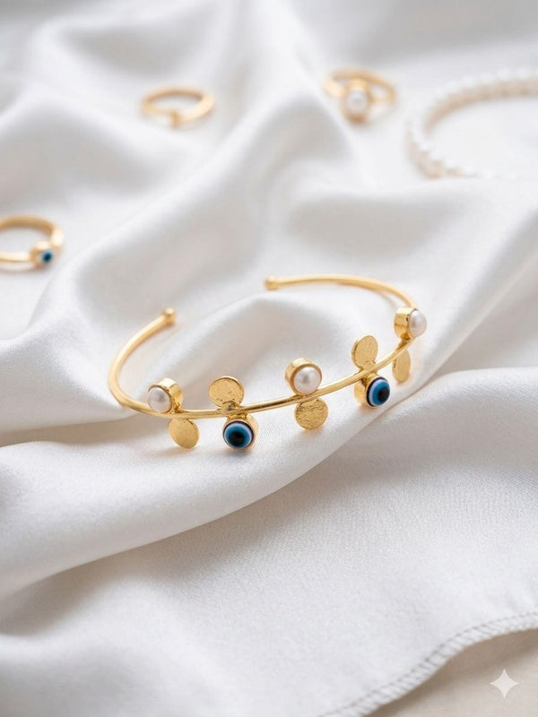 Evil Eye Brass Cuff Bracelet