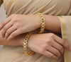 Round Floral Design Gold Plated Bangle Set