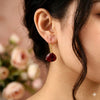Oval Stone Brass Earring