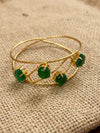 Exquisite Gold PlatedCuff Bracelet With Emerald