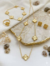 Gold Clover Pendant Set With Bracelet And Ring