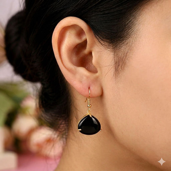 Oval Stone Brass Earring