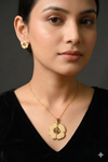 Flower With Tiny Pearls Gold Plated Pendant Set