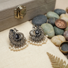 Black Stones Mayur Pearl Oxidized Earrings
