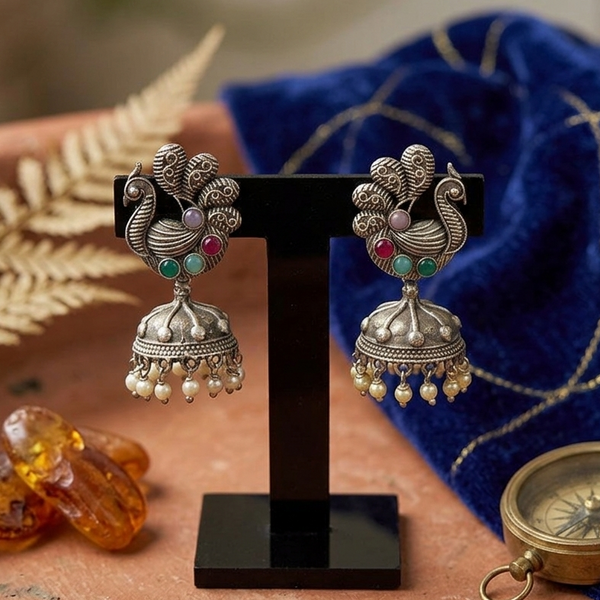 Multicolor Oxidized Pearl Jhumki