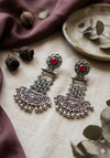 Long Traditional Oxidized Hanging Earrings