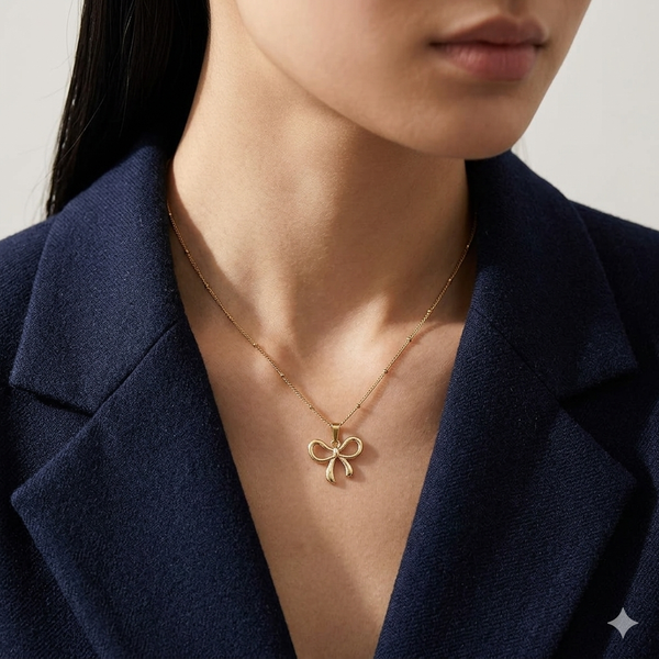Stainless Steel Minimal Bow Pendant
