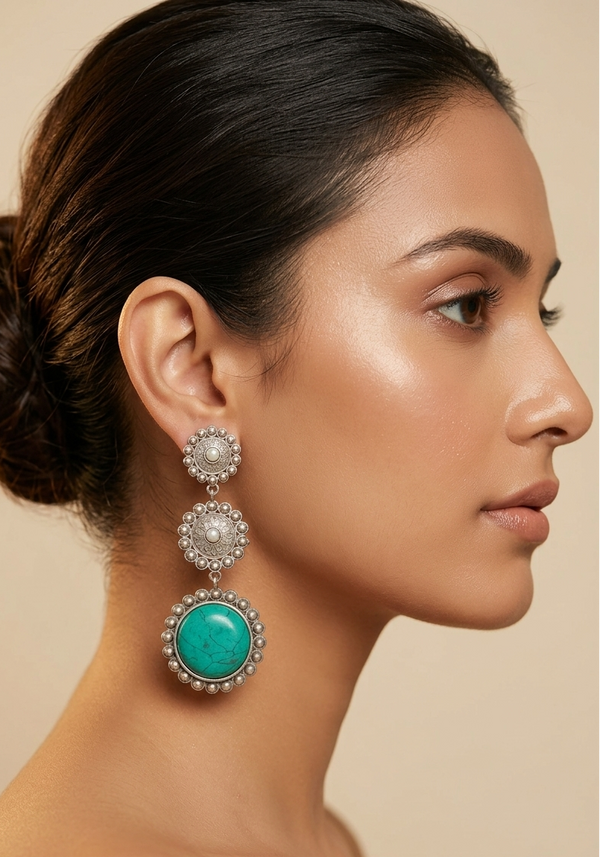 Meraki Oxidized Stone Earring