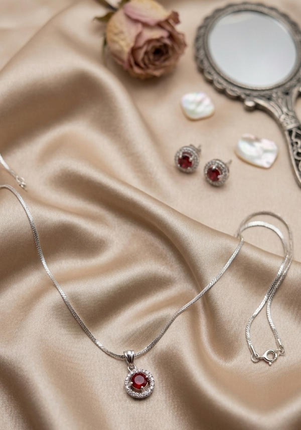 Sparkling Round Cut CZ Pendant Sets