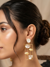 Gold Tone Moon Stone Earring