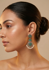 Floral Pearl Drop Oxidized Earrings
