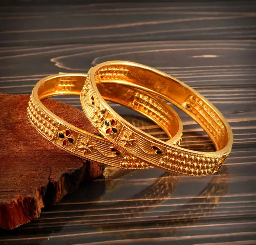 Colorful Floret High Gold Plated Bangles