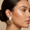 Gold Tone Sun Shaped Shell Earring