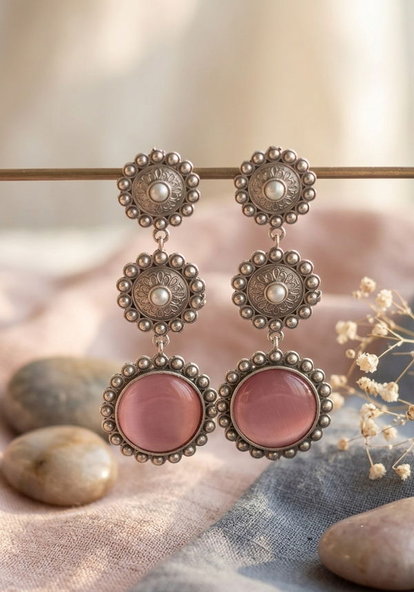 Meraki Oxidized Stone Earring