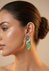Lotus Leaf Design Earring with Monalisa Stone