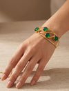 Exquisite Gold PlatedCuff Bracelet With Emerald