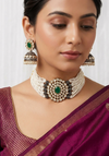 Meraki Gorgeous Pearl Nacklace Set with Kundan Stone