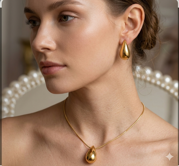 Anti-Tarnish Tear Drop Pendant Set