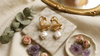 Red Eye Deer Pearl Drop Brass Earrings