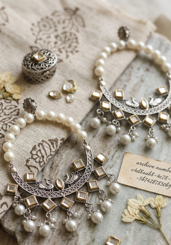 Queen Floral Peacock Beads Chand Bali