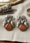 Elephant Design Earring with Monalisa Stone