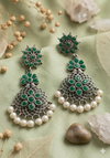 Floral Pearl Drop Oxidized Earrings