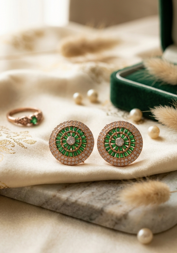 Gold Plated Flower Stud Earrings for Women/Girls